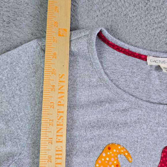 Cute Garden Gnome Autumn Fall Top Women's 2XL Gray 3/4 Sleeve Floral Holiday Fun - Picture 8 of 10